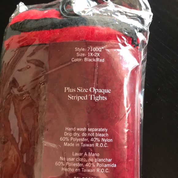 - Plus size black and red striped tight 1x NEW - Picture 2 of 2